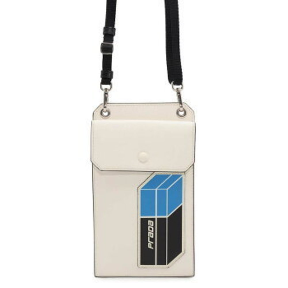 Prada White Leather Smartphone Holder Card Phone Pouch